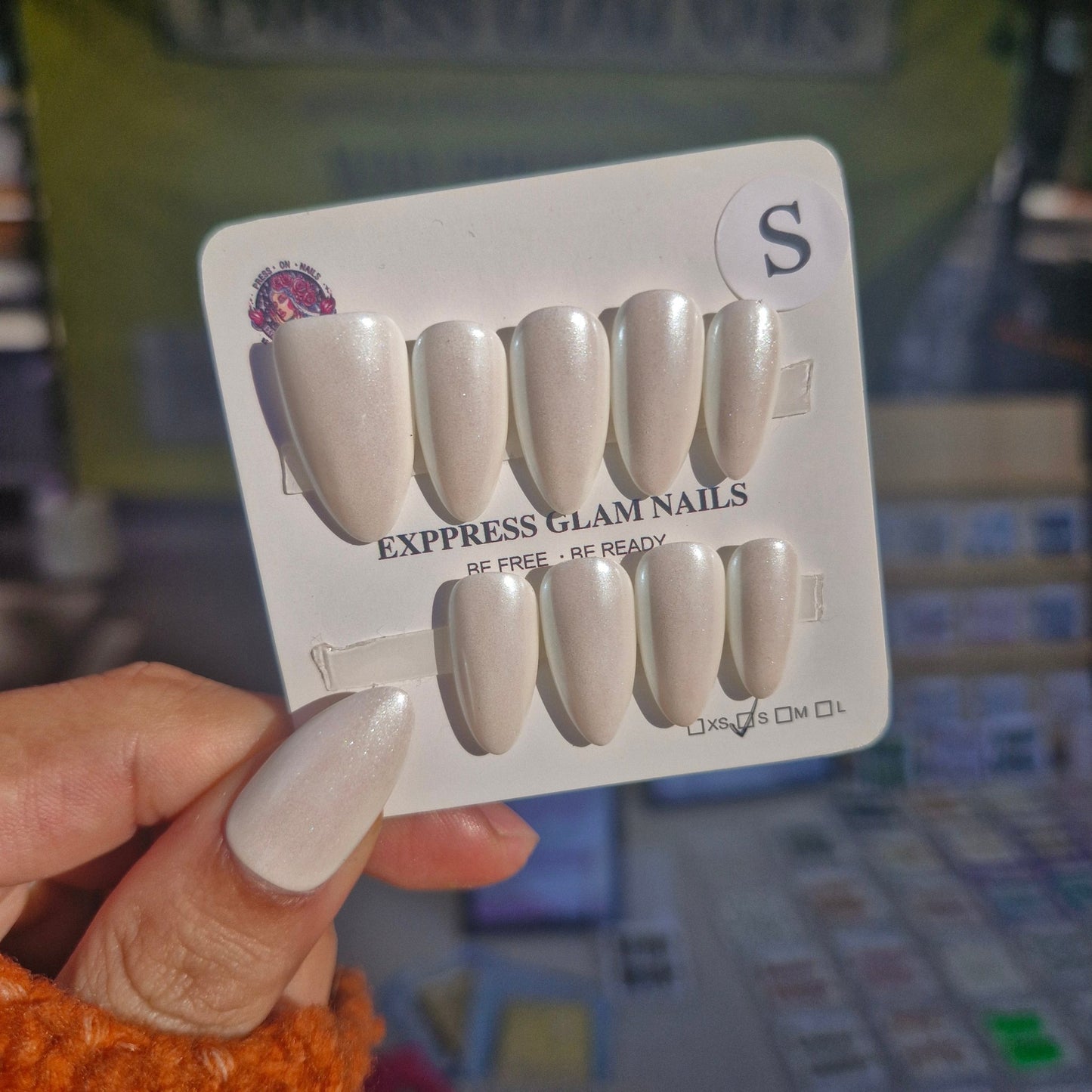 Almond Pearls Press On Nails - Express Glam Nails