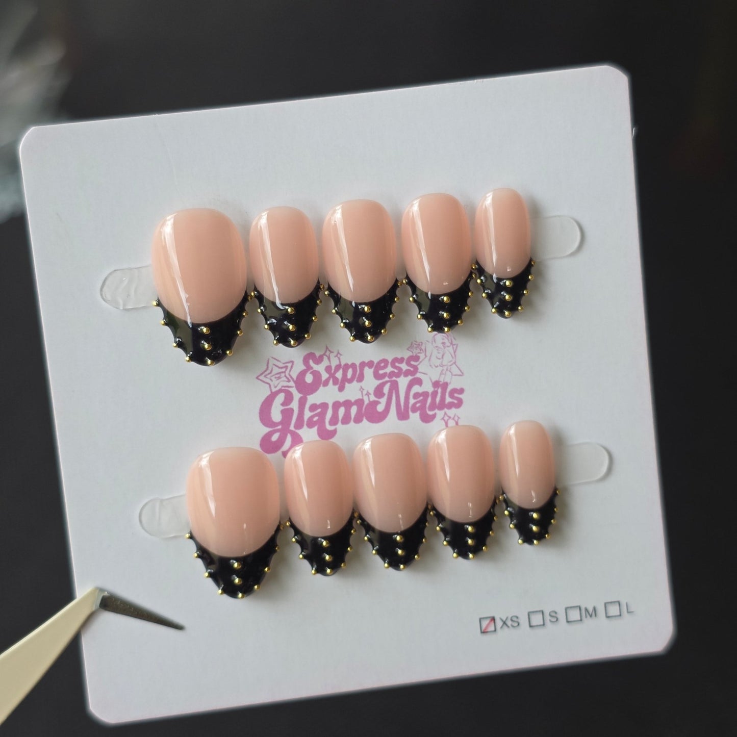 Black French Tips 28A - Express Glam Nails