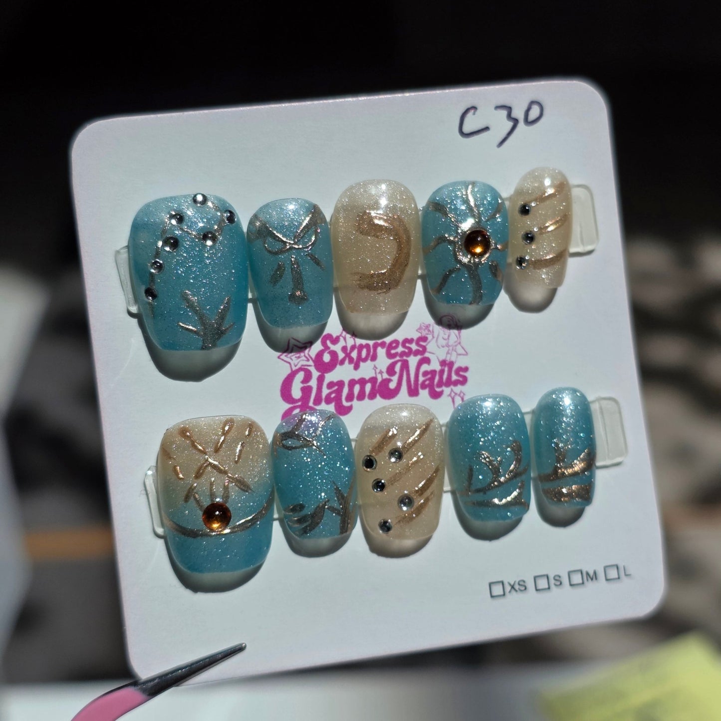 Golden Vines Press On Nails C30 - Express Glam Nails