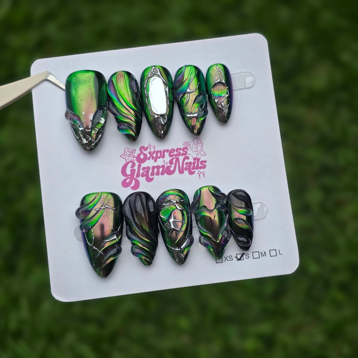 Green Medium Almond 46A - Express Glam Nails