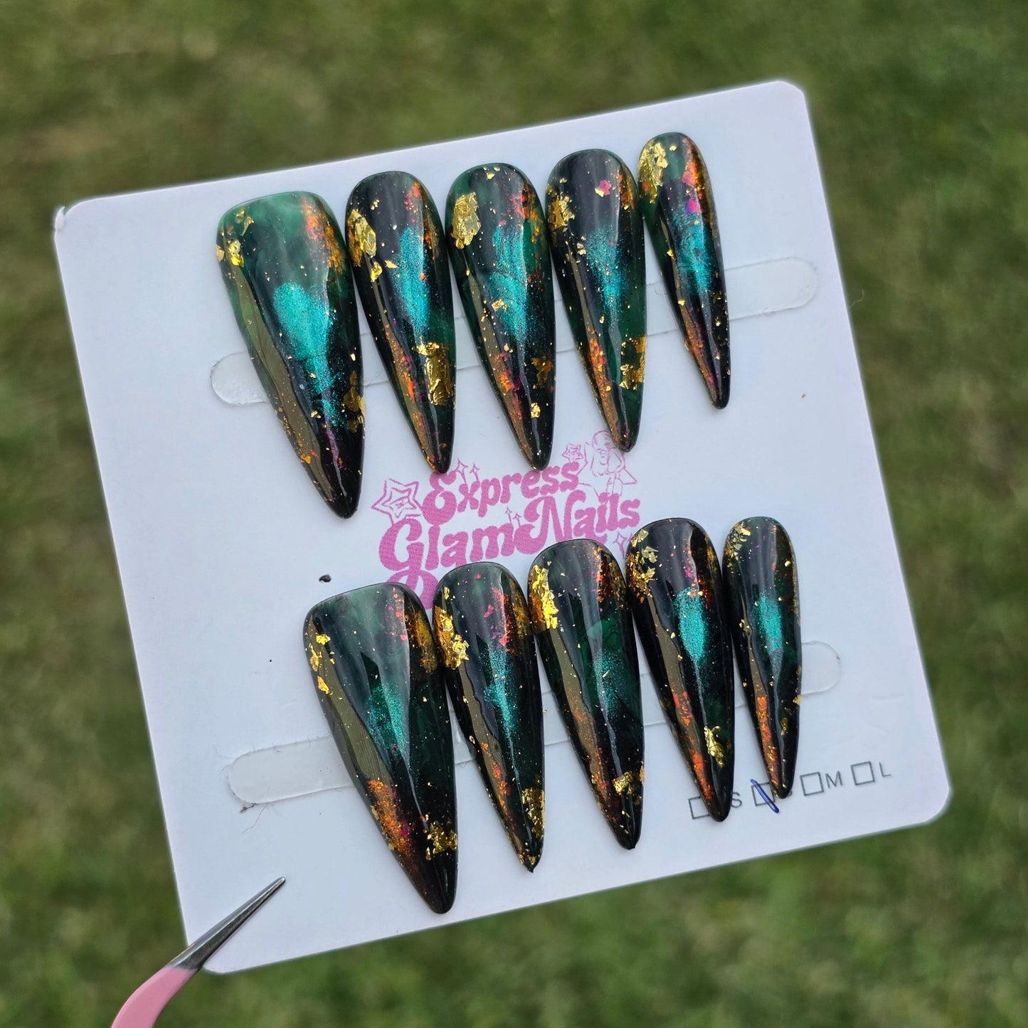 Marble Long Almond I25 - Express Glam Nails