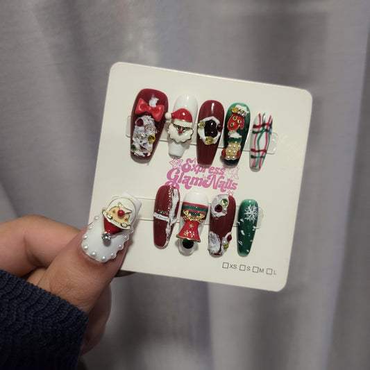 Christmas Santa Press On Nails