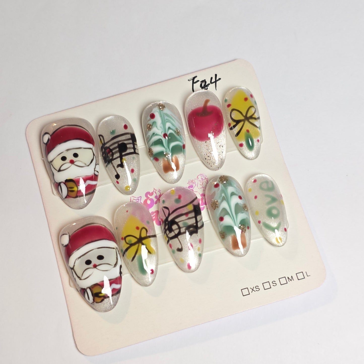 Christmas Santa Melody Press On Nails F44