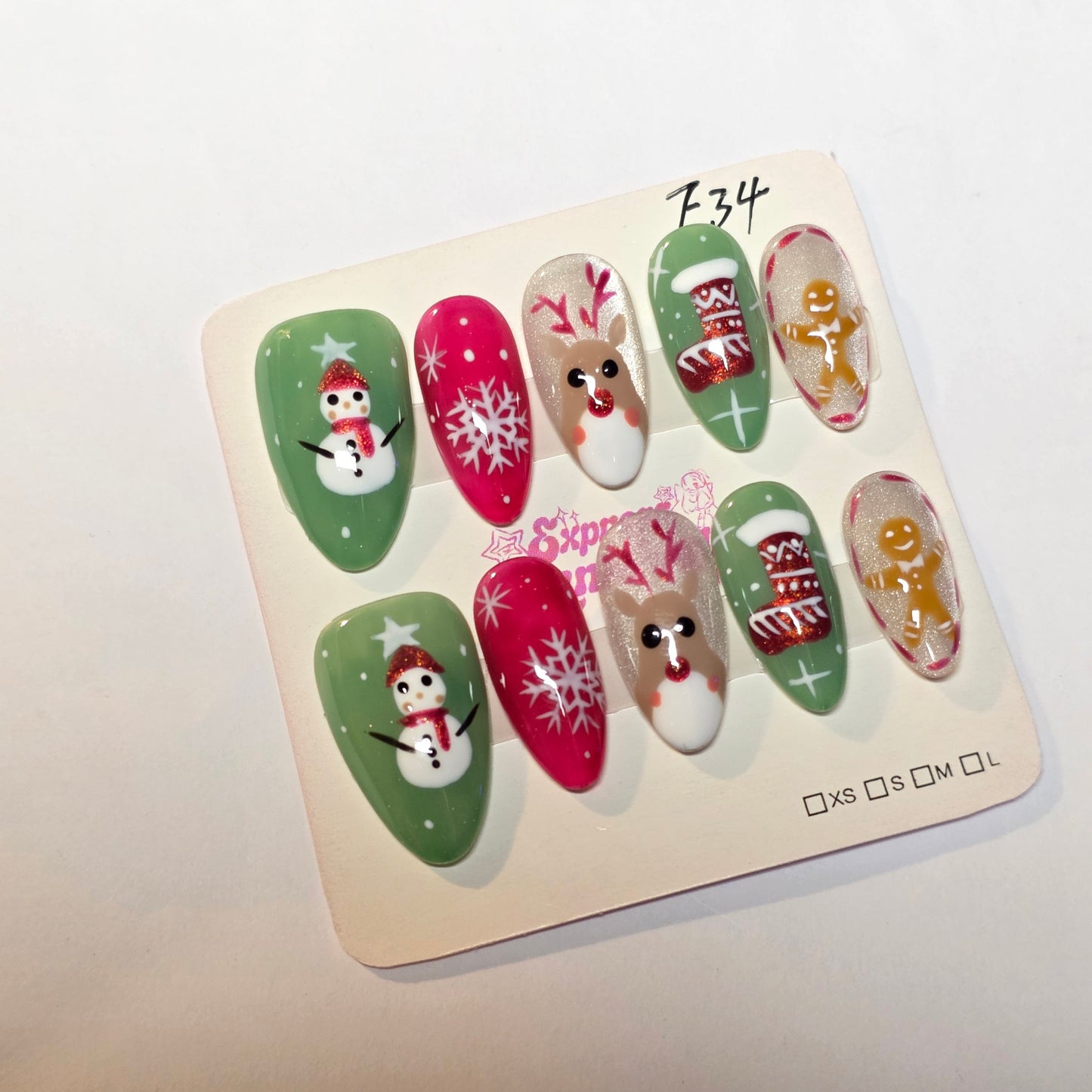 Christmas Snowman Press On Nails F34