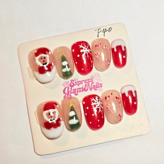Christmas Santa Press On Nails F40