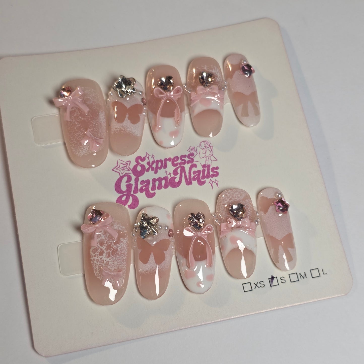 Love Bow Press On Nails H5