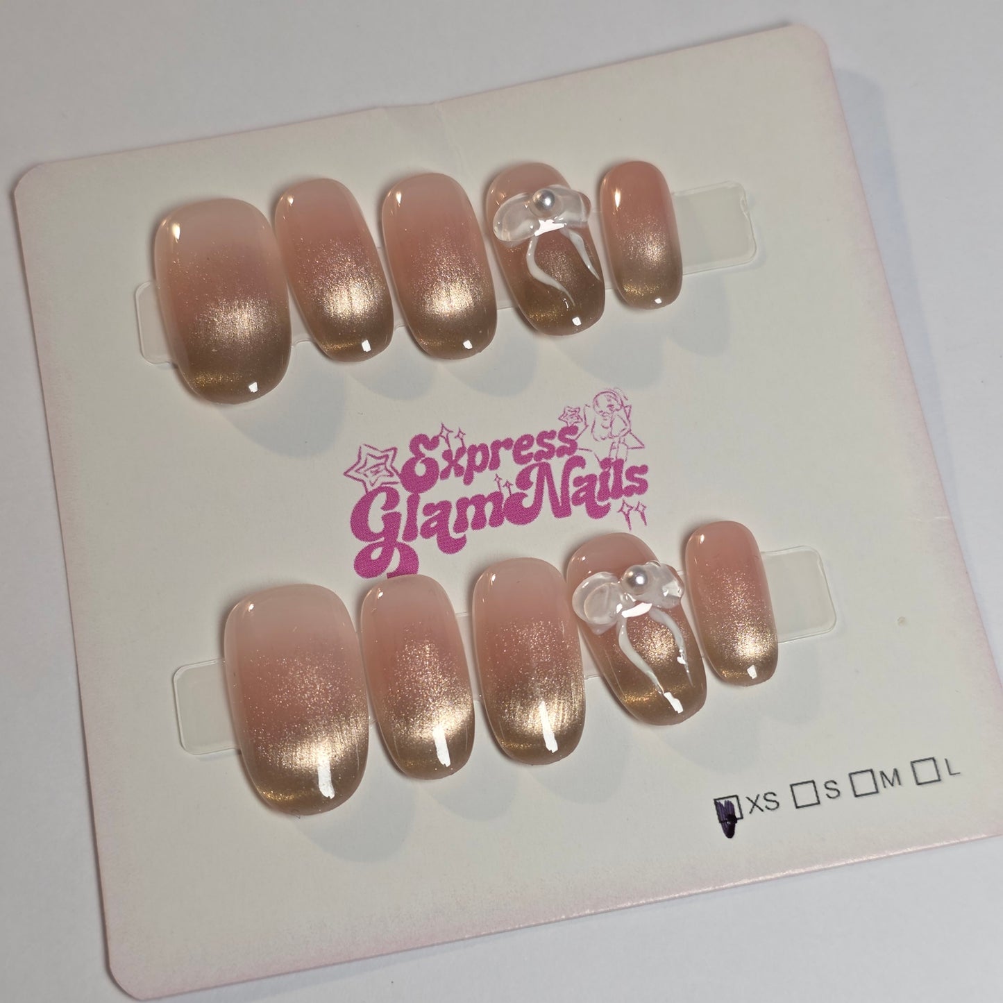 Classic Bow Press On Nails H7