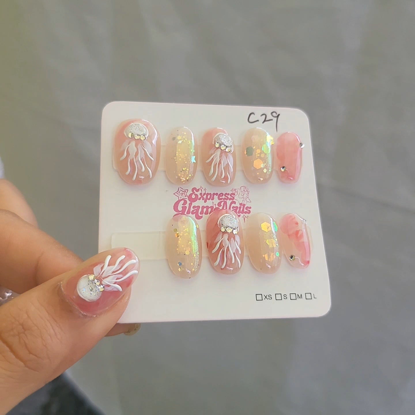 Jellyfish Glow Press On Nails C29