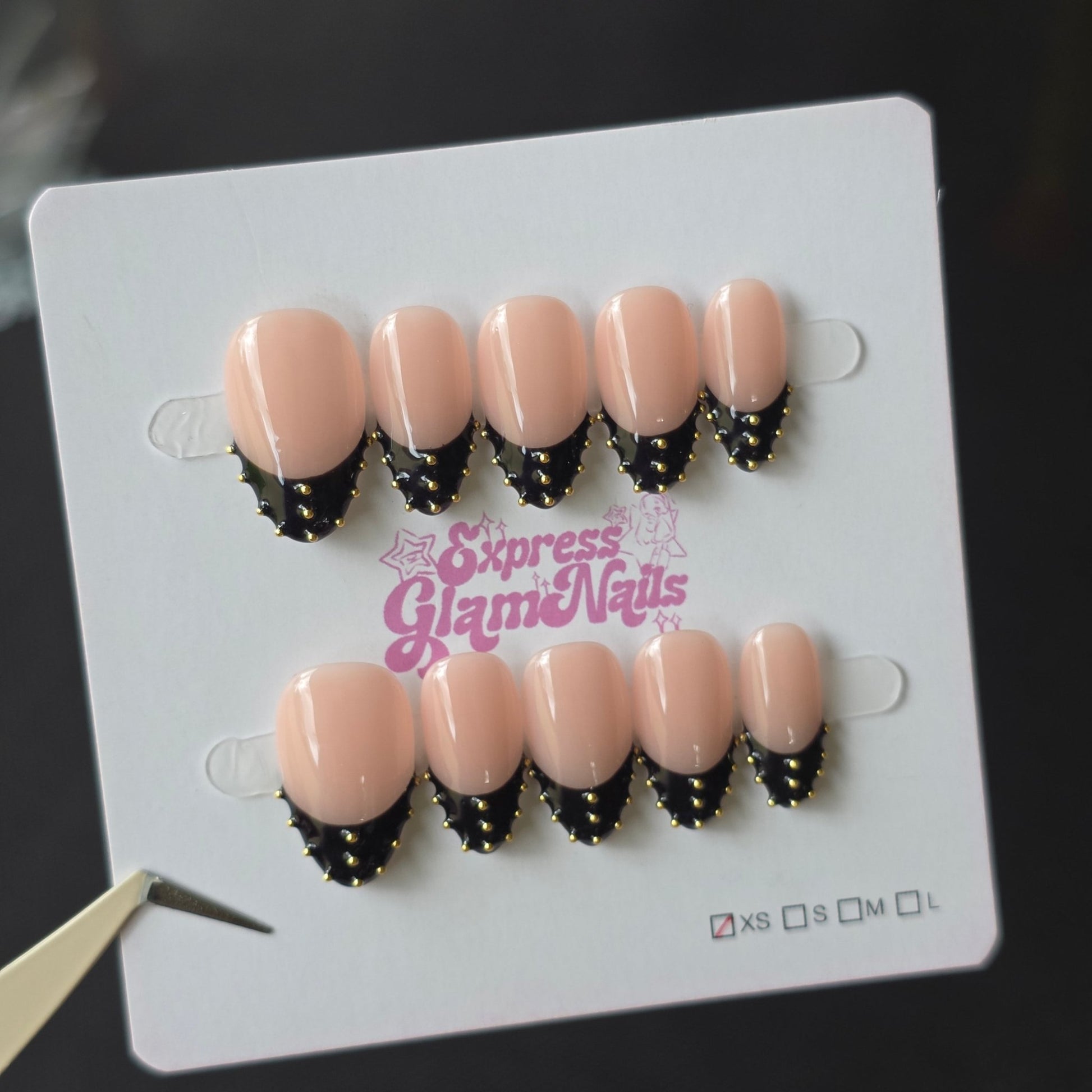 Black French Tips 28A - Express Glam Nails