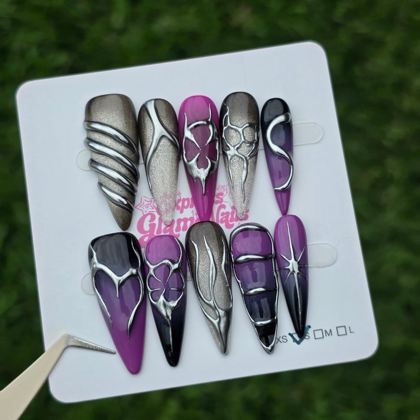 Black Purple Gothic 37A - Express Glam Nails