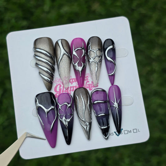 Black Purple Gothic 37A - Express Glam Nails