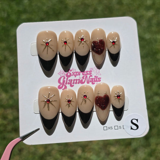 Black Tips Red Gem 20A - Express Glam Nails