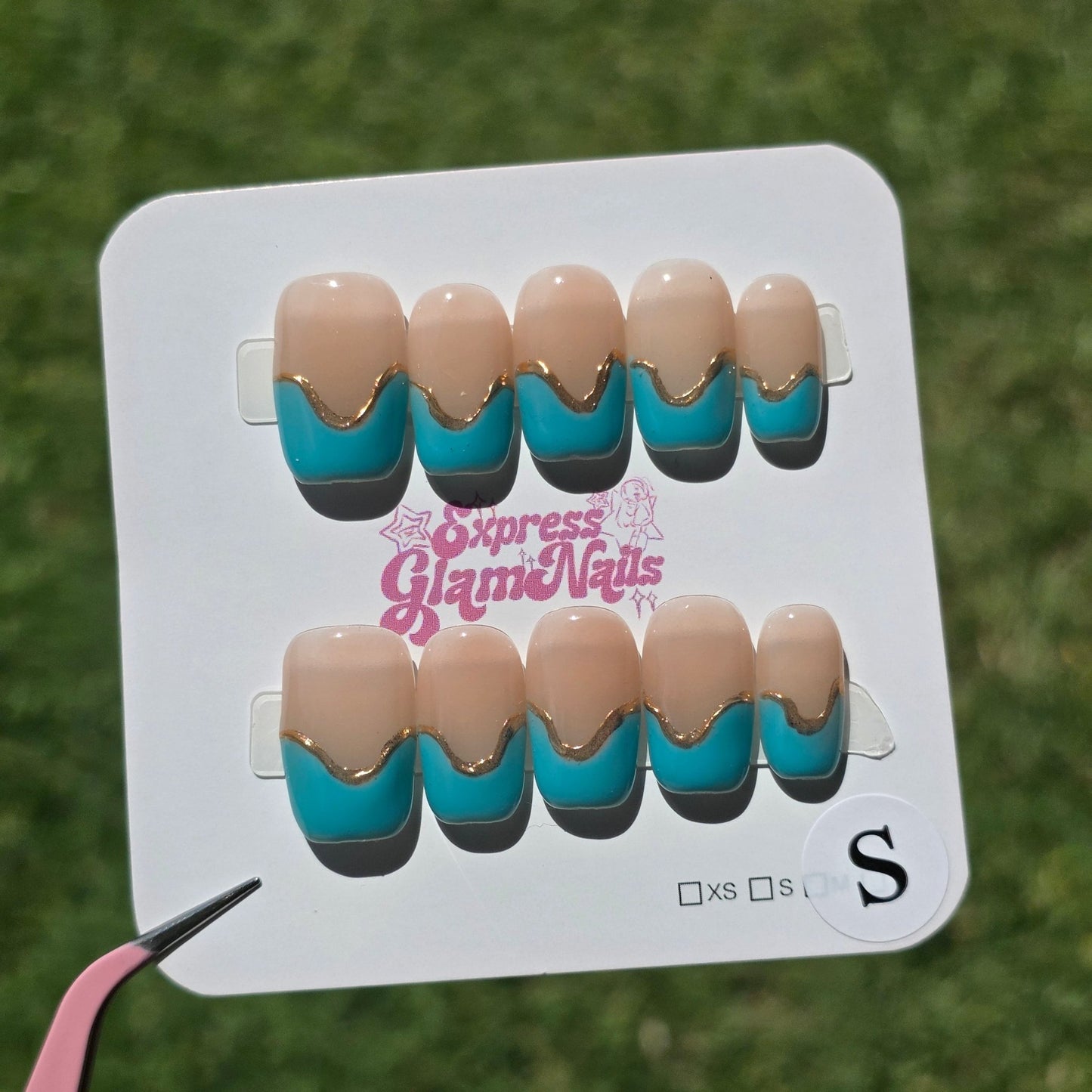Blue French Tips 14A - Express Glam Nails