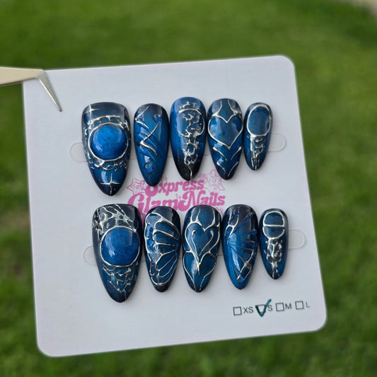 Blue Gothic Medium Almond 44A - Express Glam Nails
