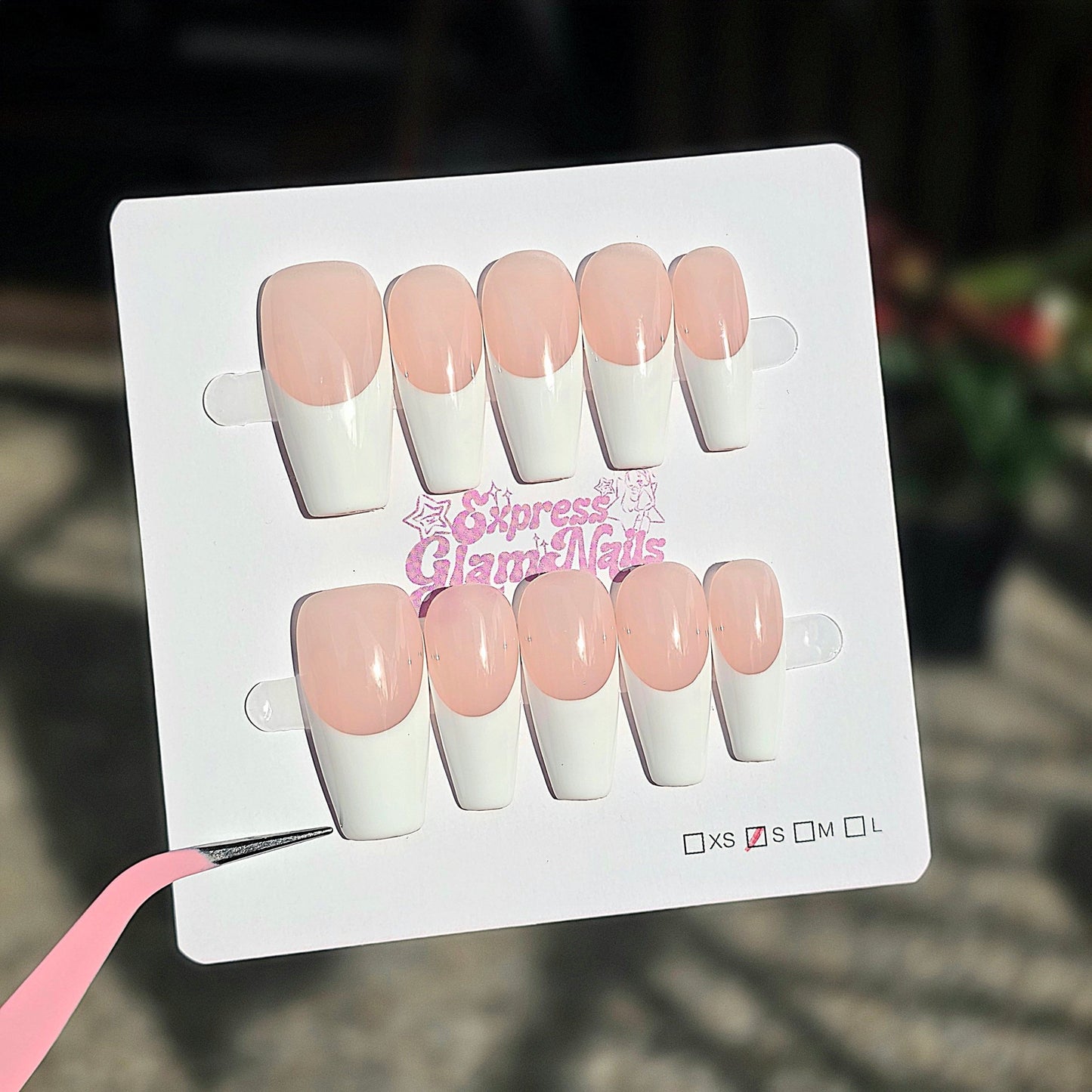 Classic French Tips Assorted Shapes - Express Glam Nails