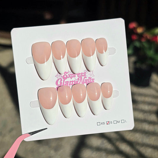 Classic French Tips Assorted Shapes - Express Glam Nails
