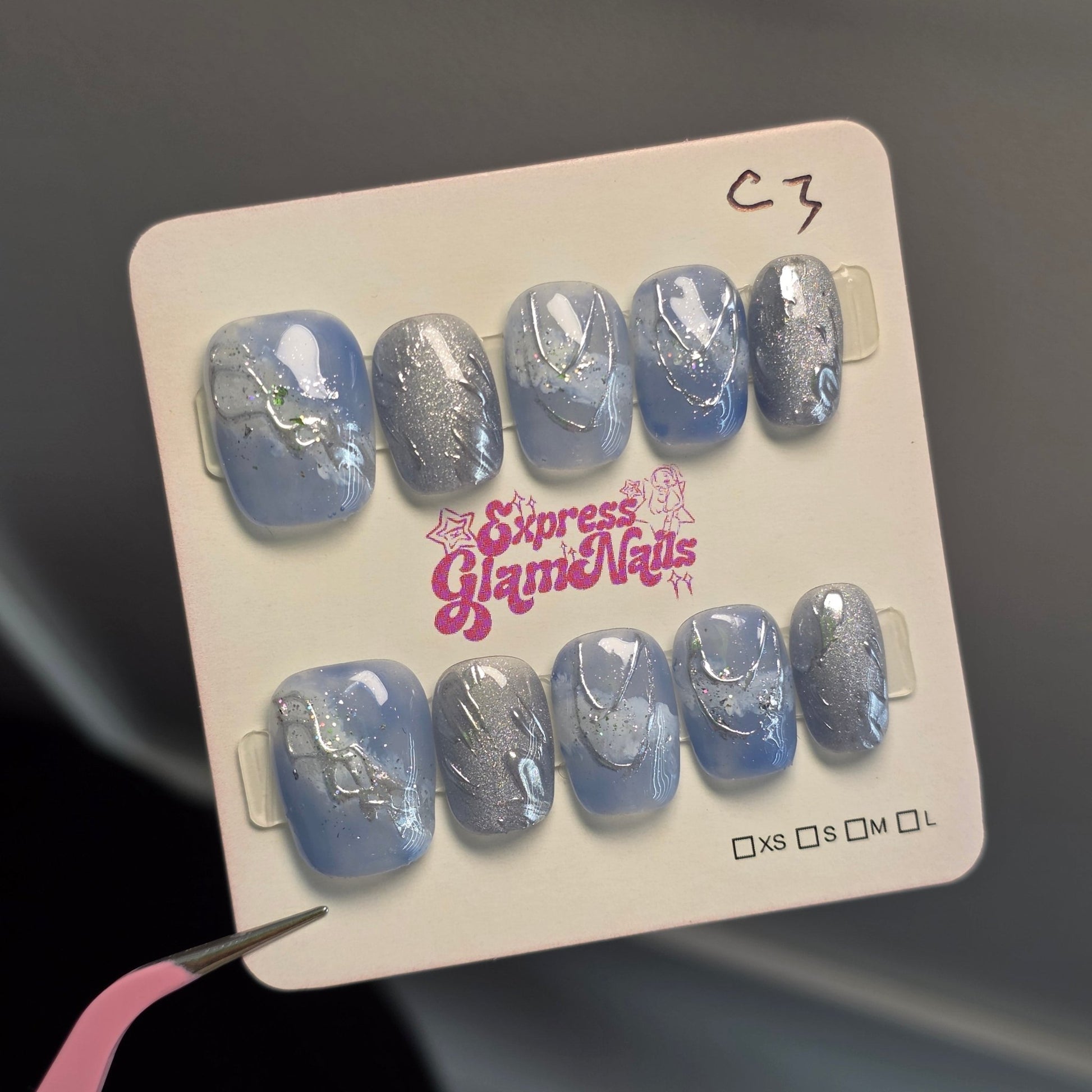 Frosted Twilight Press On Nails C3 - Express Glam Nails