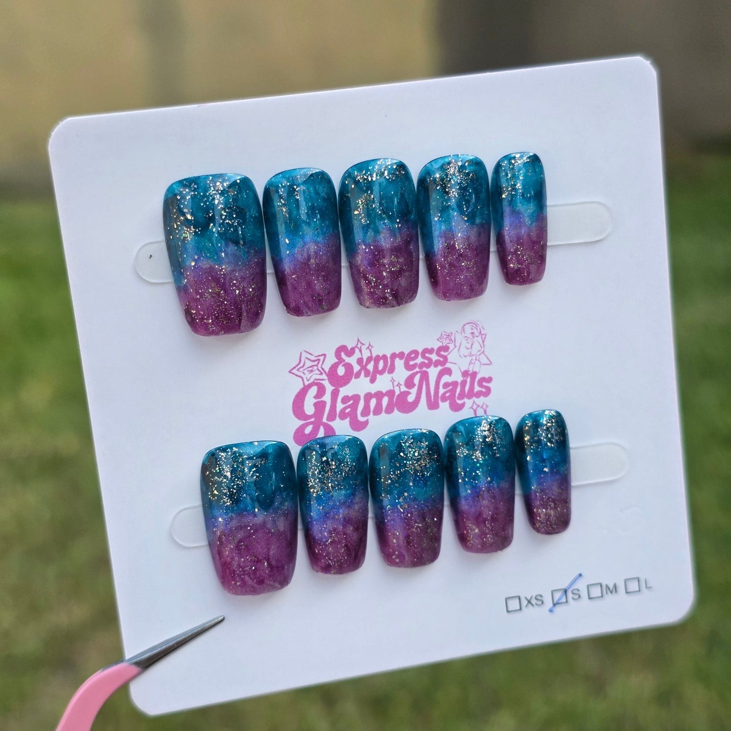 Galaxy Marble Medium Square I30 - Express Glam Nails