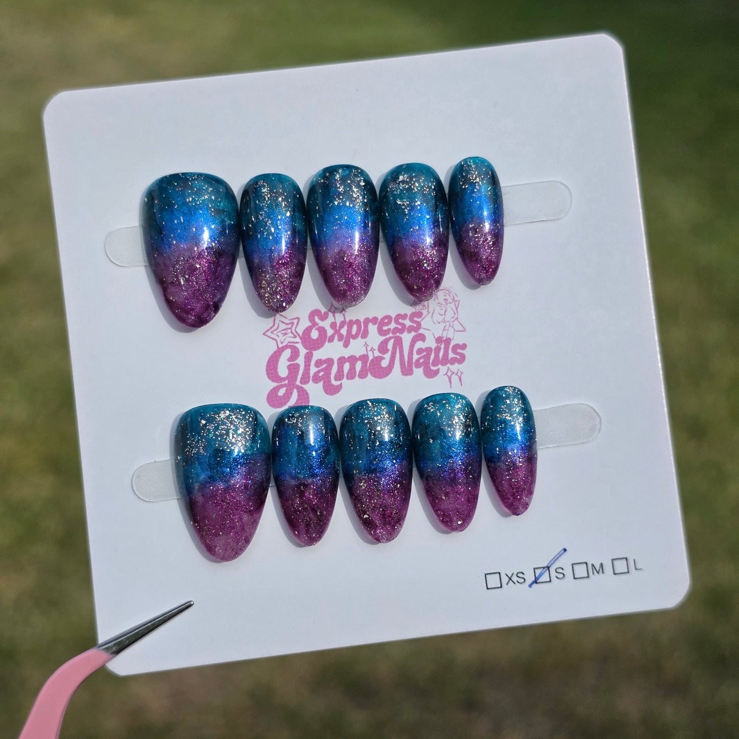 Galaxy Marble Short Almond I29 - Express Glam Nails