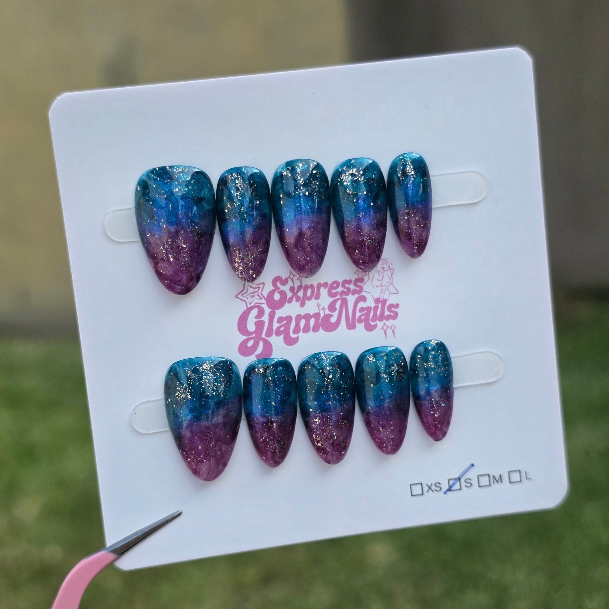 Galaxy Marble Short Almond I29 - Express Glam Nails