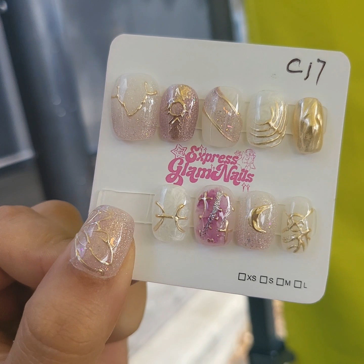 Golden Celestial Dreams Press On Nails C17 - Express Glam Nails