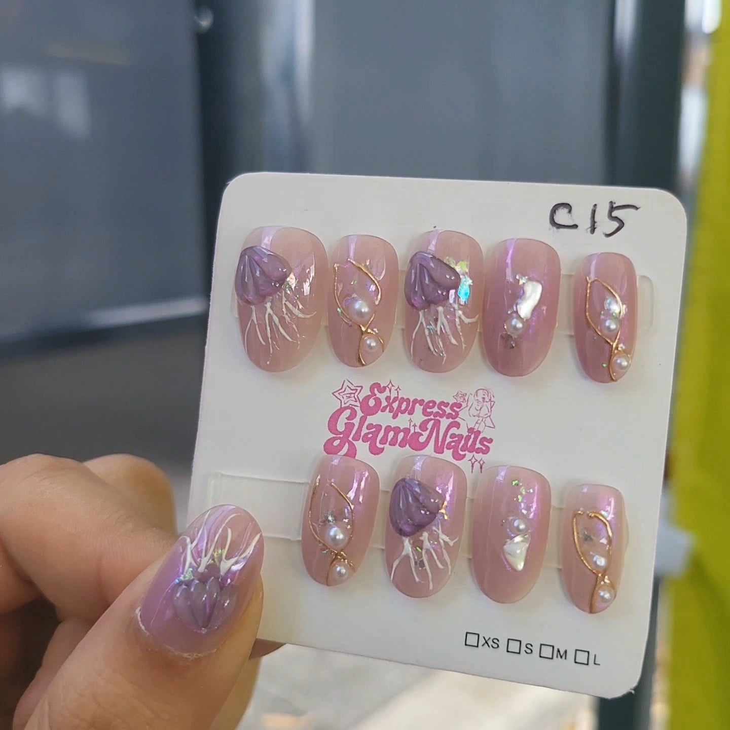 Iridescent Blossoms Press On Nails C15 - Express Glam Nails