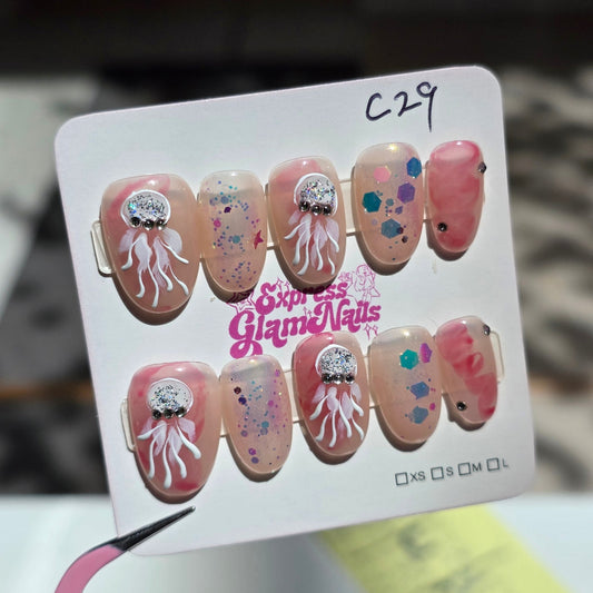 Jellyfish Glow Press On Nails C29 - Express Glam Nails
