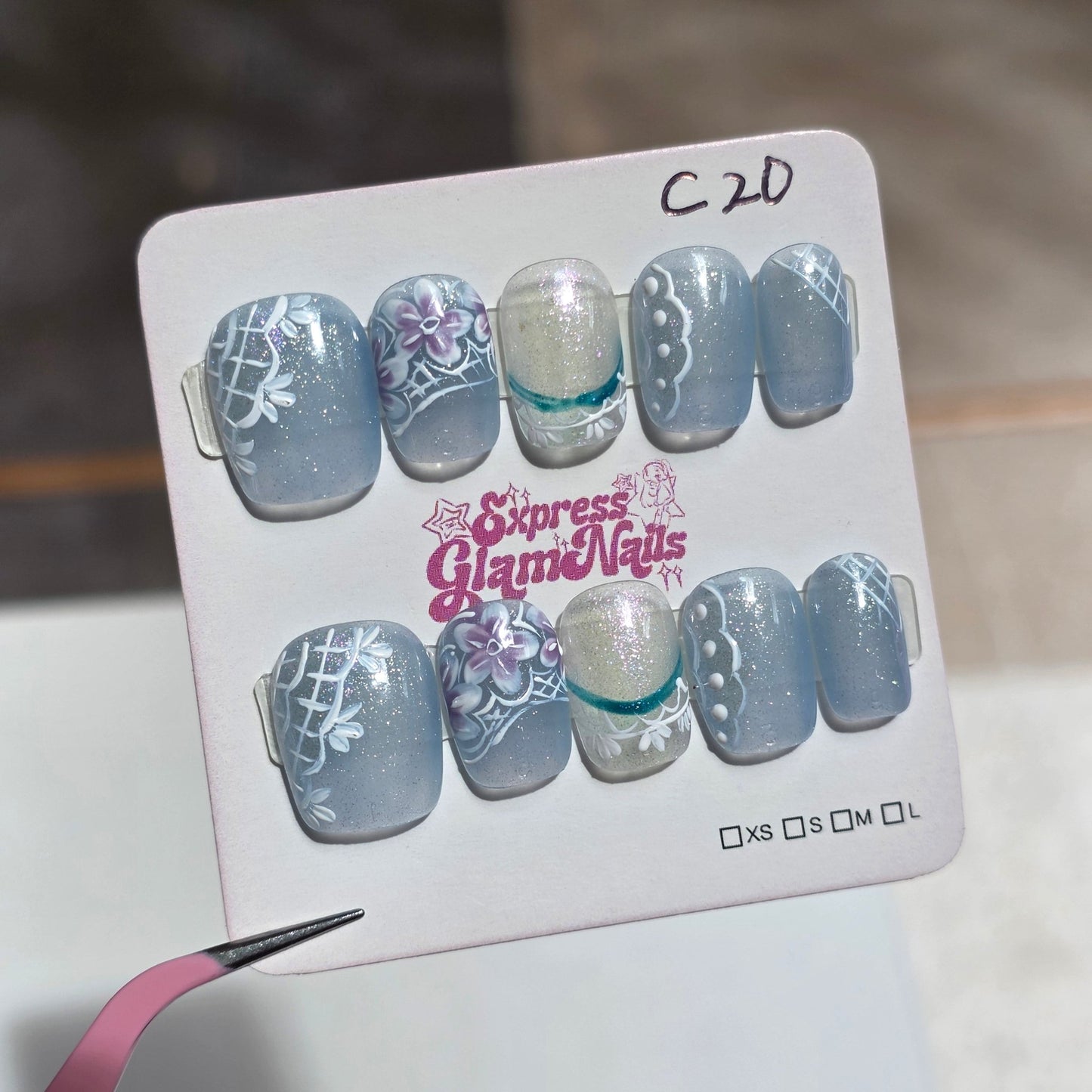 Lace Enchantment Press On Nails C20 - Express Glam Nails