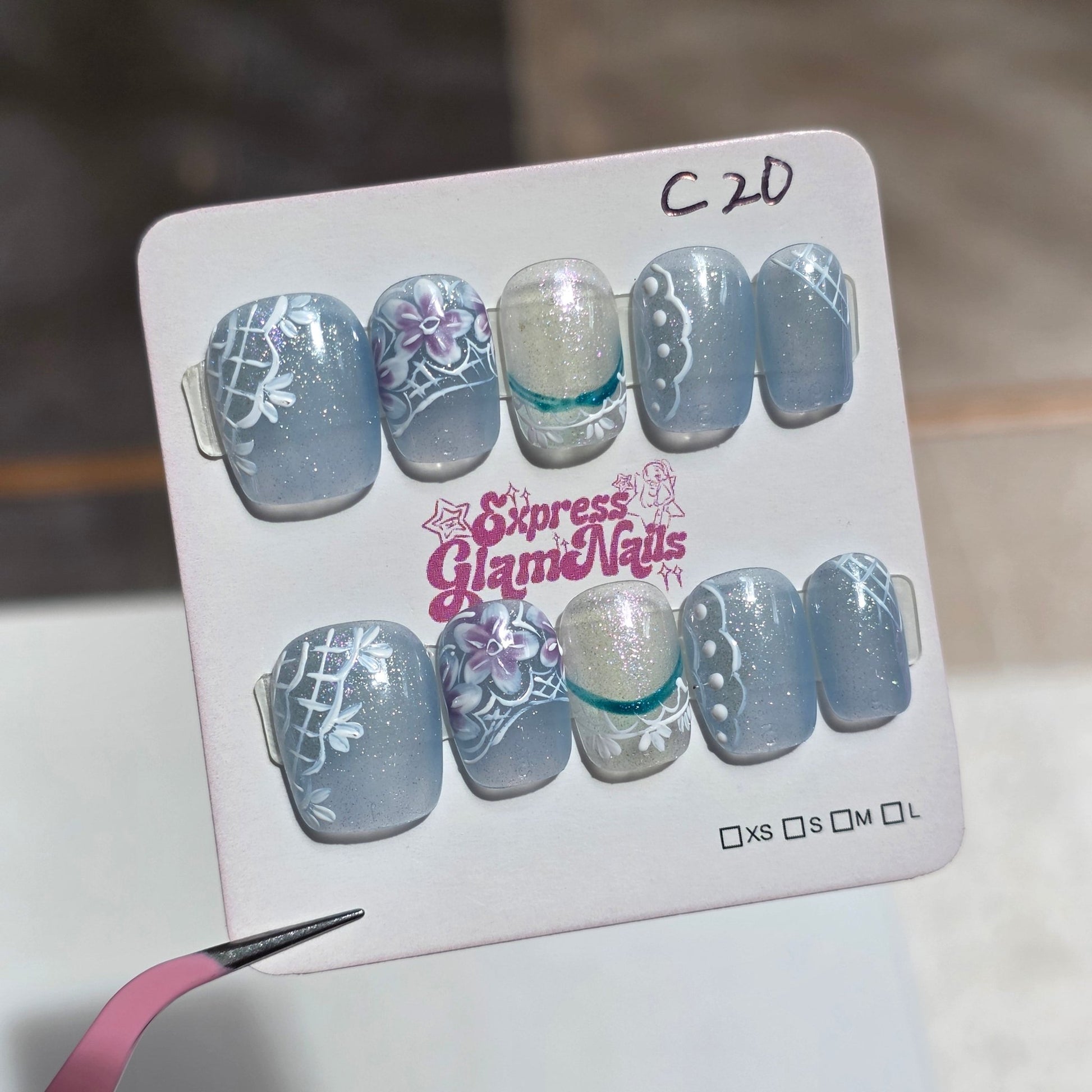 Lace Enchantment Press On Nails C20 - Express Glam Nails