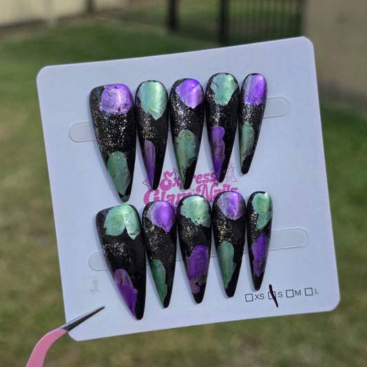 Marble Long Almond I34 - Express Glam Nails