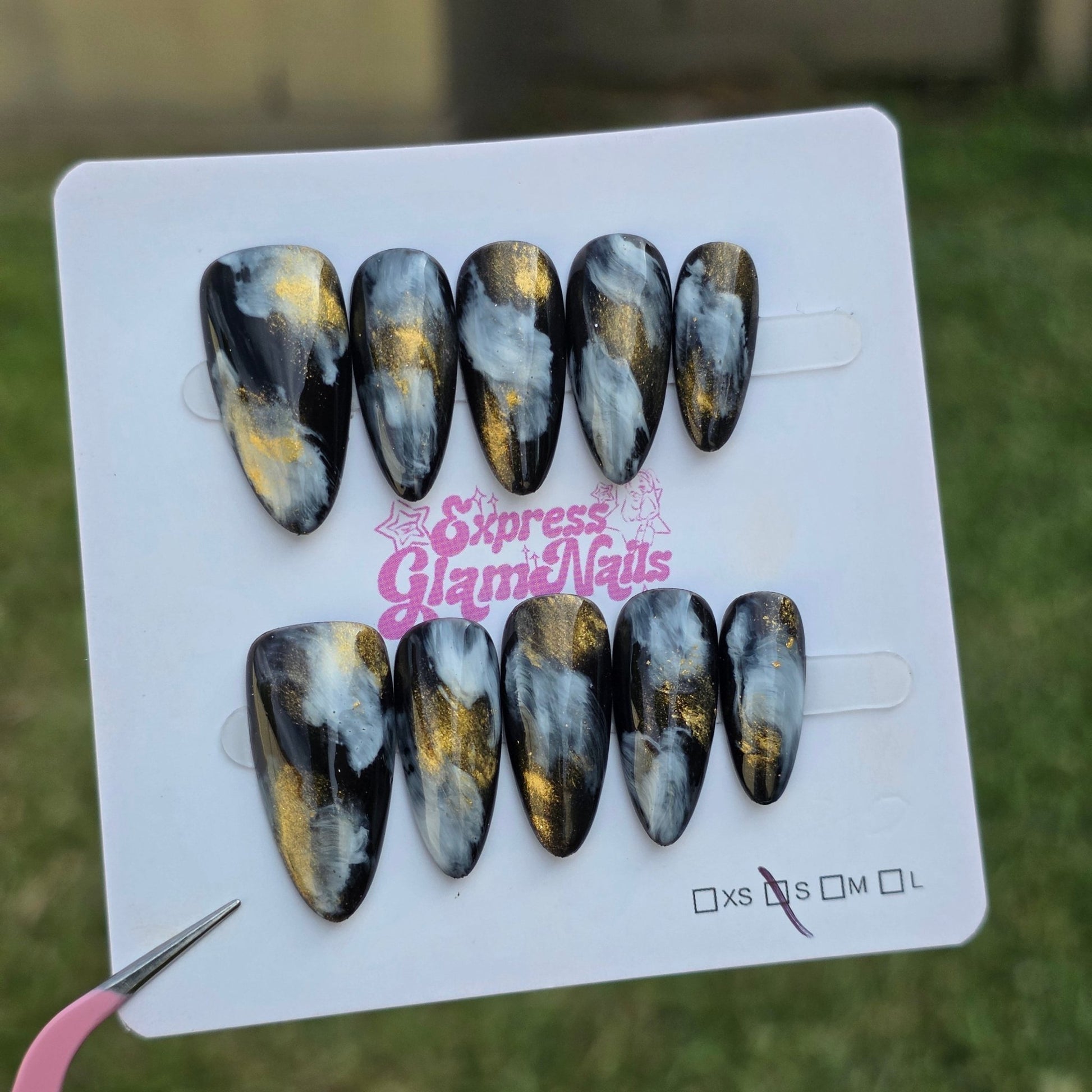Marble Medium Almond I26 - Express Glam Nails