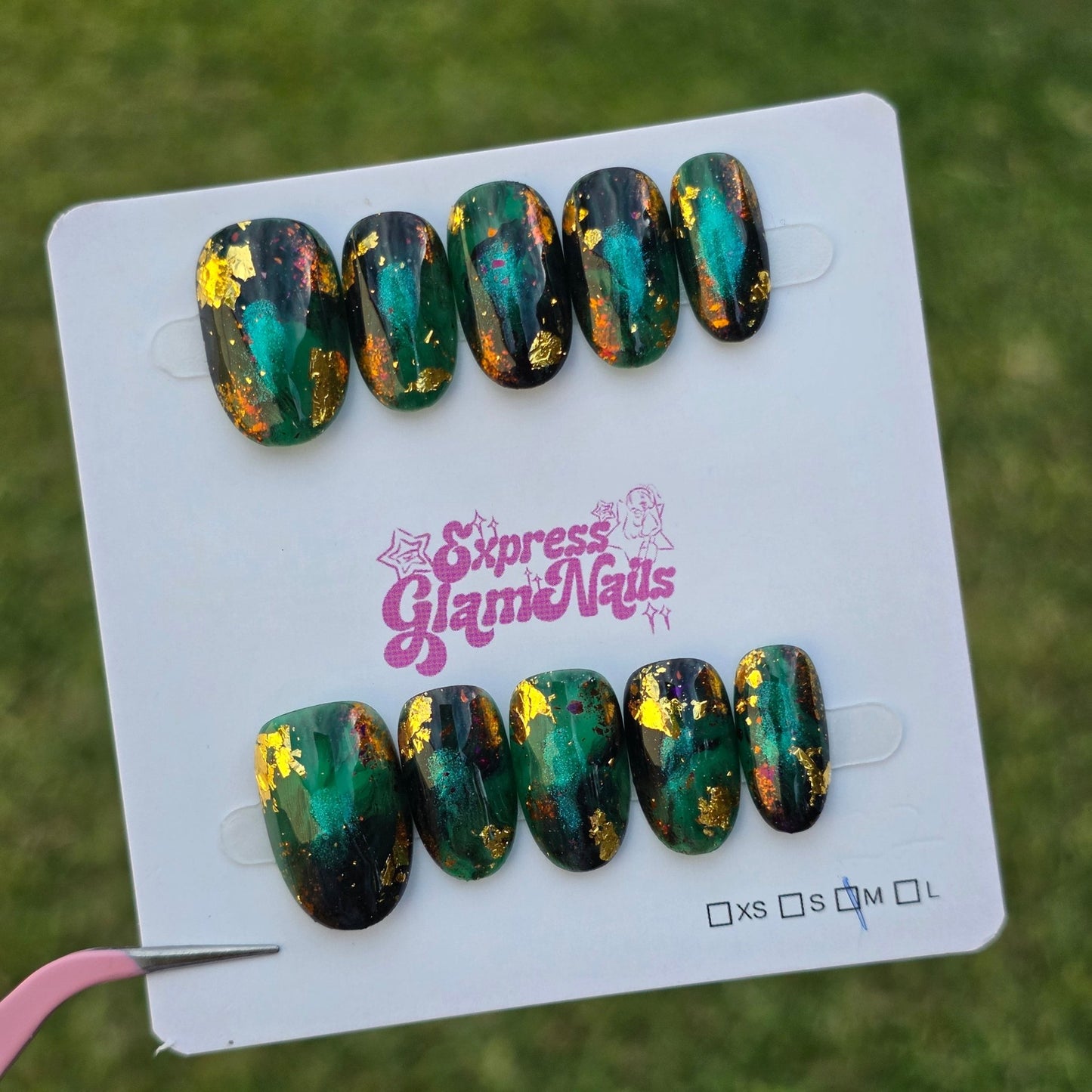 Marble Short Oval I22 - Express Glam Nails