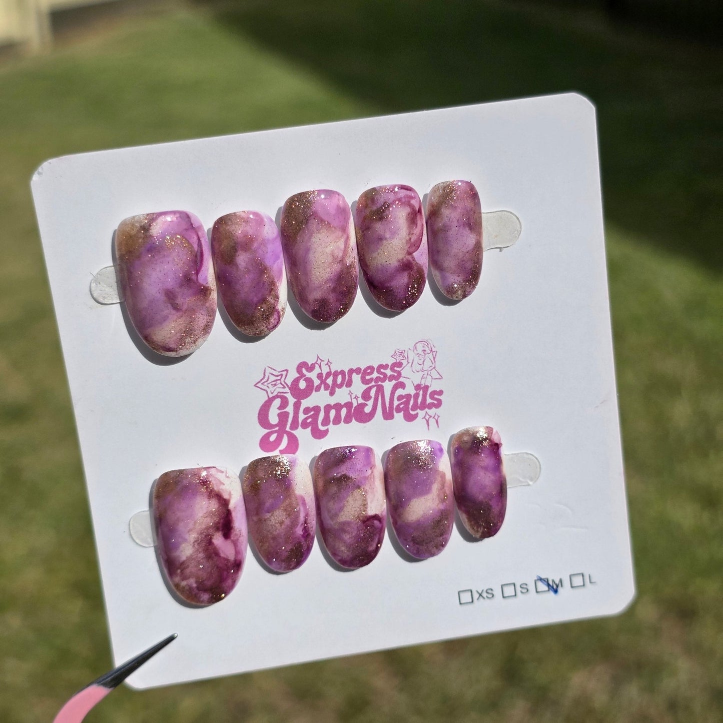 Marble Short Oval I32 - Express Glam Nails