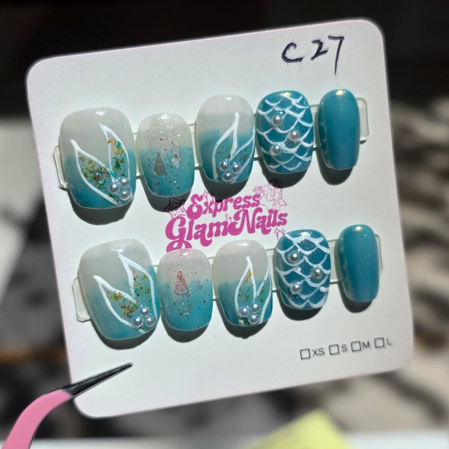 Mermaid Lagoon Press On Nails C27 - Express Glam Nails