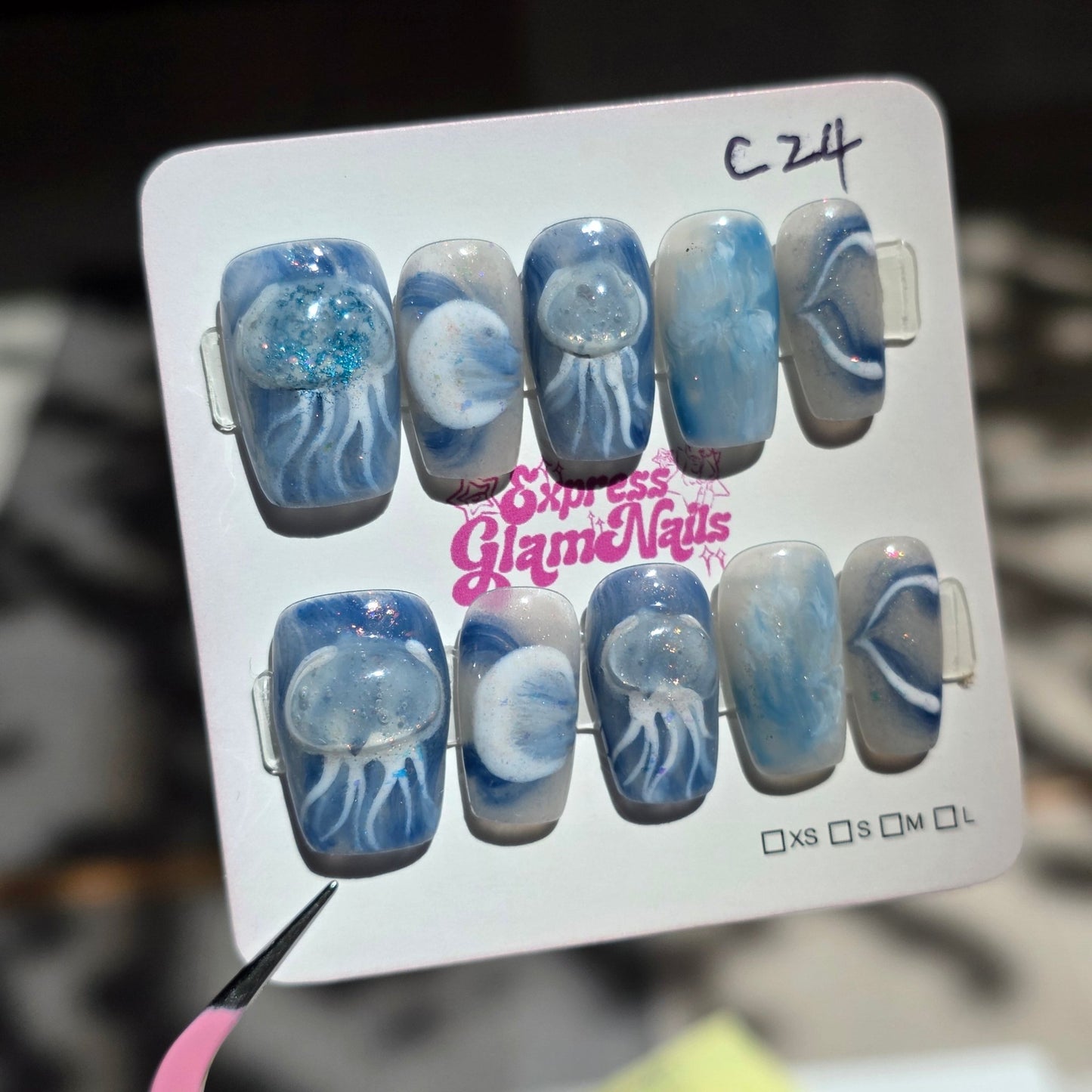 Ocean Glow Press On Nails C24 - Express Glam Nails