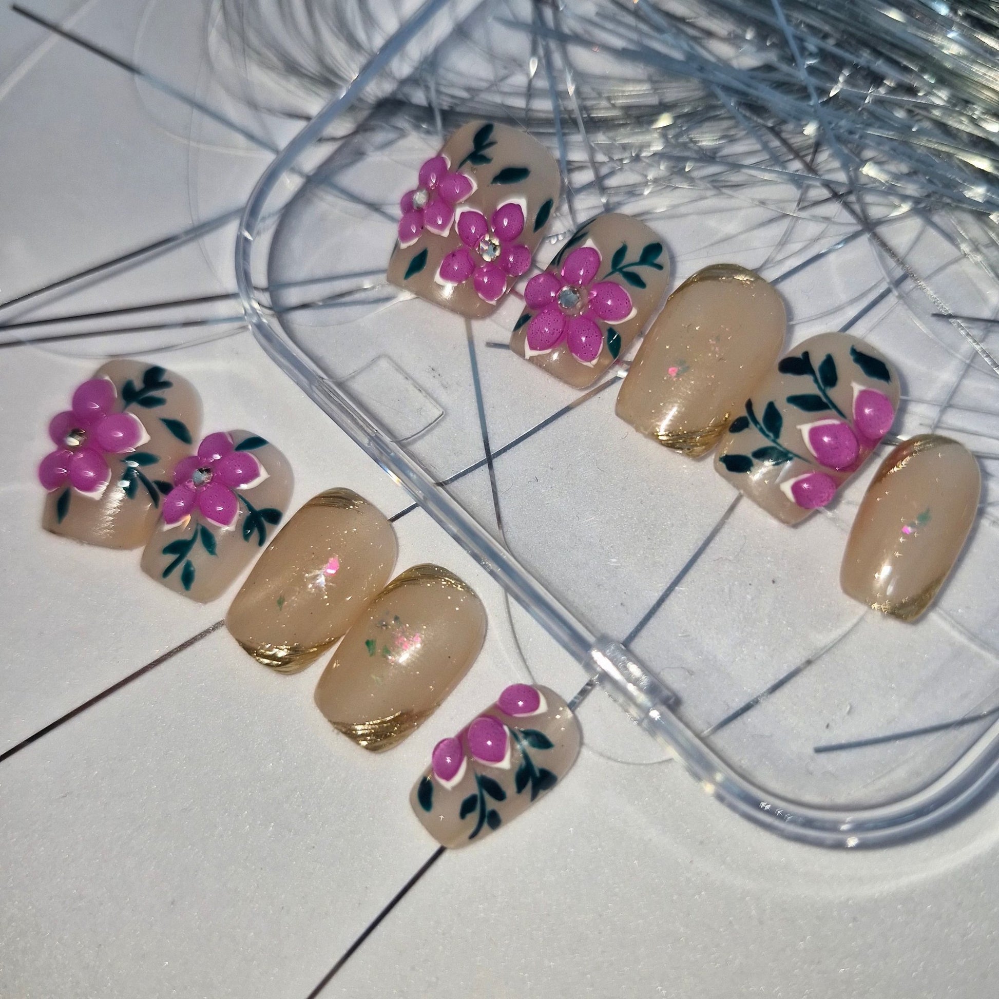 Petite Blossoms Press - On Nail Set - Express Glam Nails