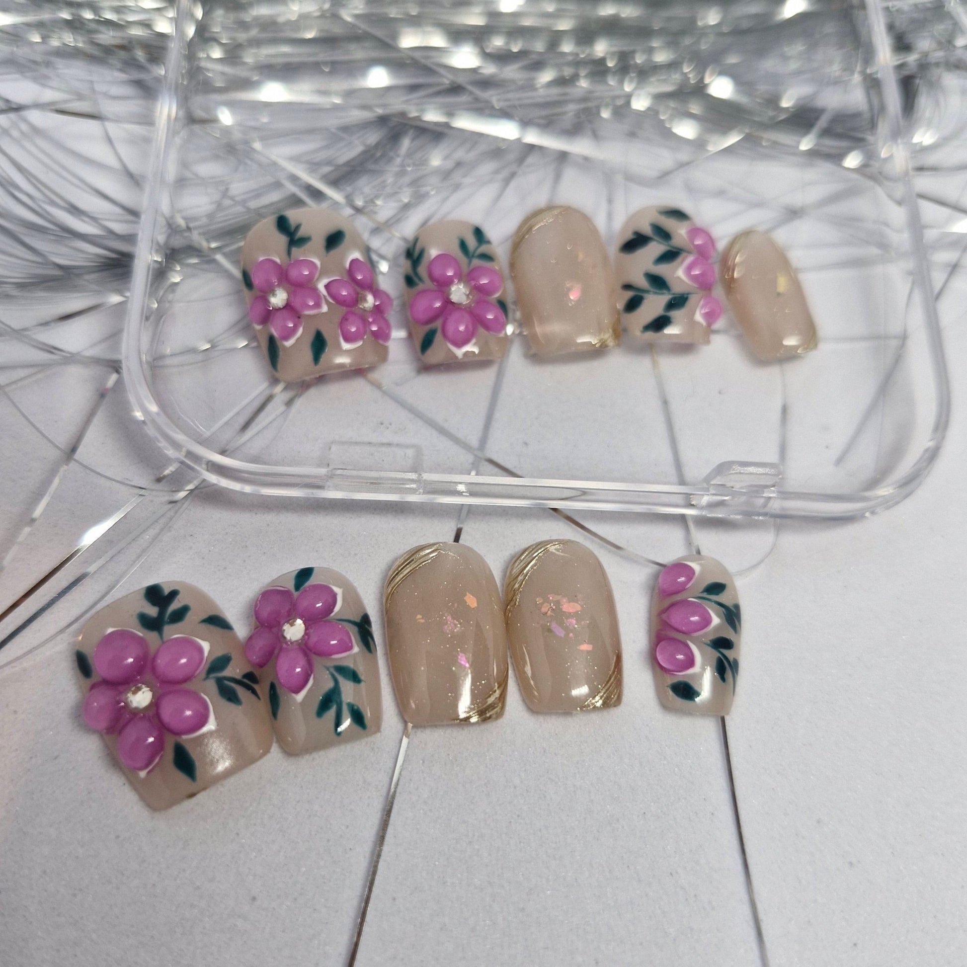 Petite Blossoms Press - On Nail Set - Express Glam Nails