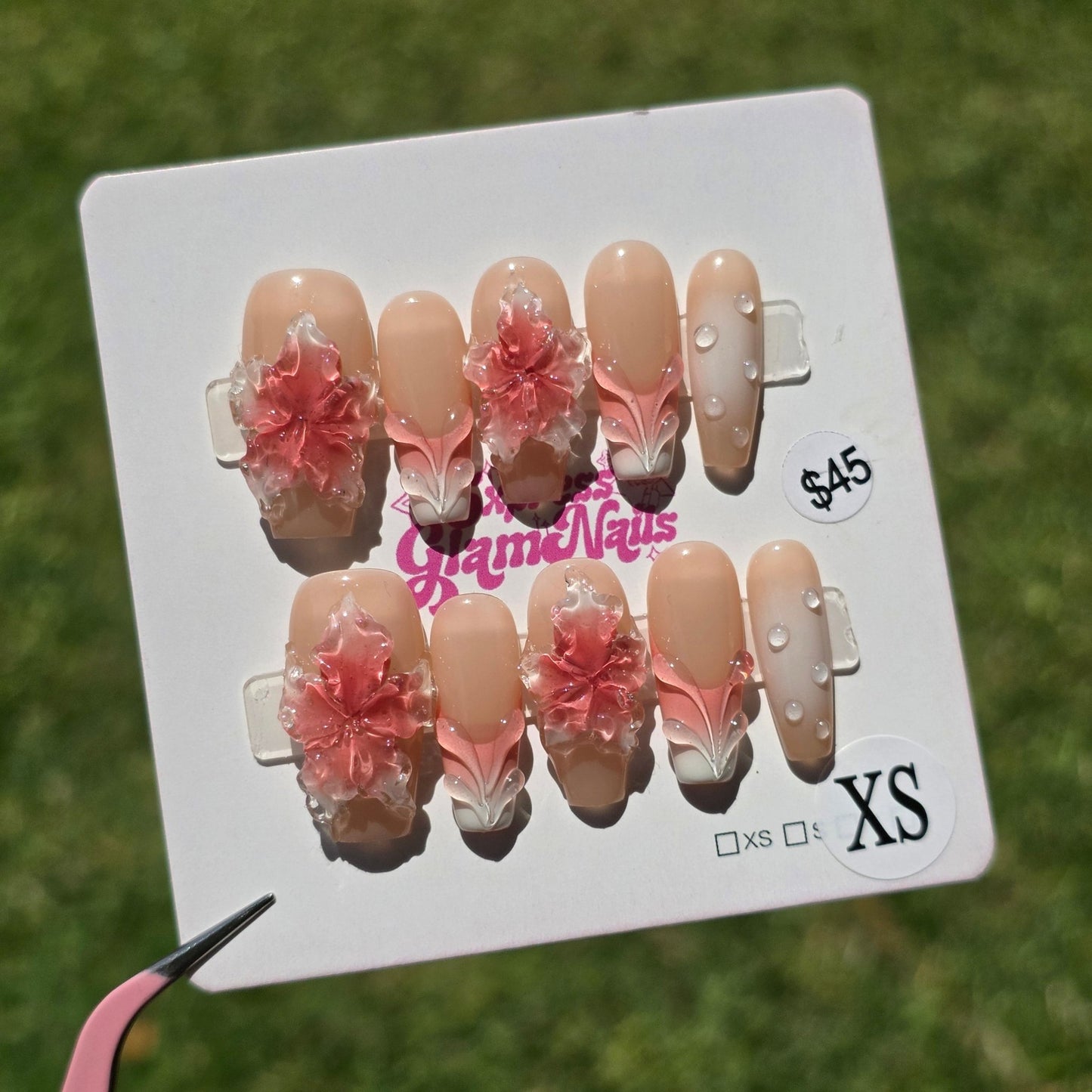 Pink Floral 11A - Express Glam Nails