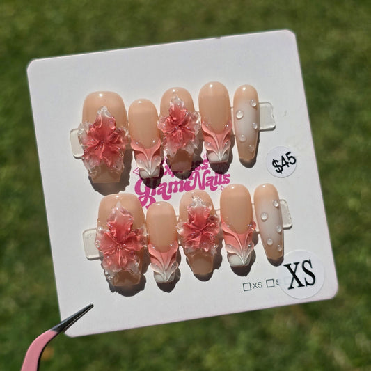 Pink Floral 11A - Express Glam Nails