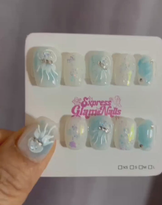 Ocean Glow Press On Nails