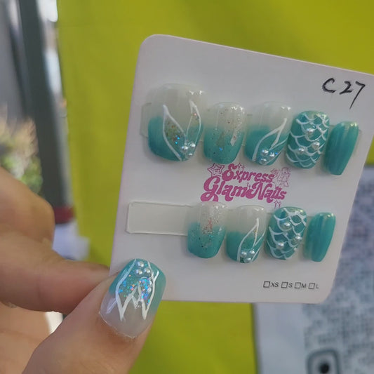 Mermaid Lagoon Press On Nails C27