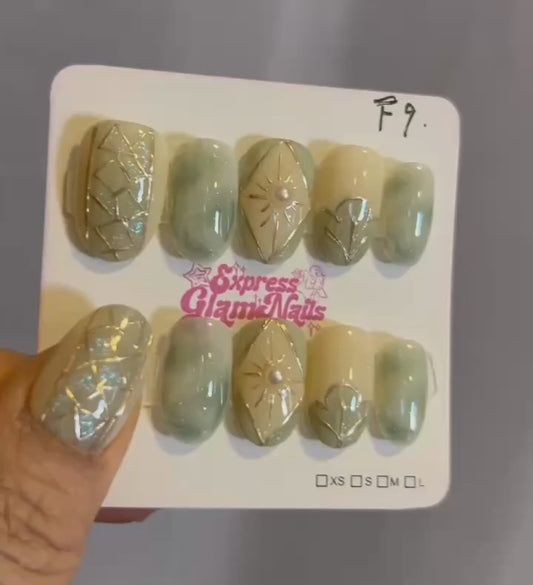 Jade Press On Nails F9