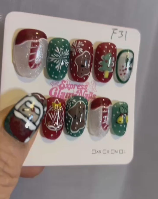 Christmas Press On Nails F31