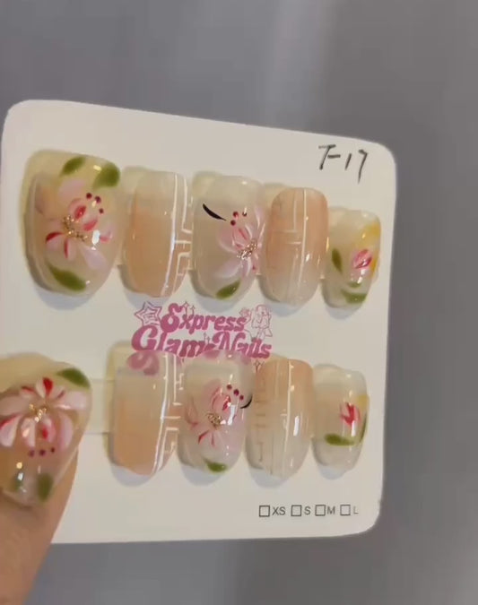 Floral Press On Nails F17