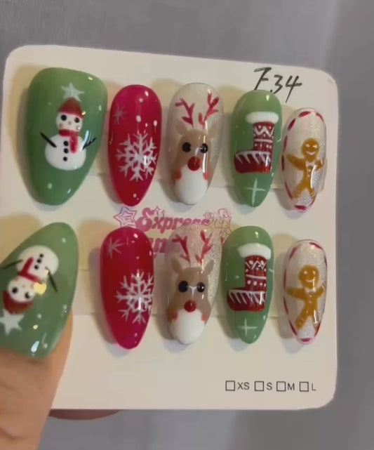 Christmas Press On Nails F34