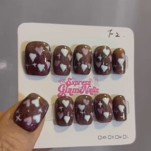 Heart Press On Nails F2