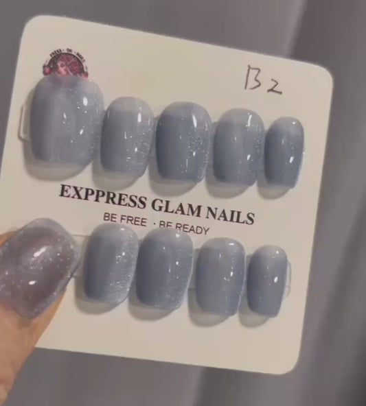 Blue Press On Nails B2