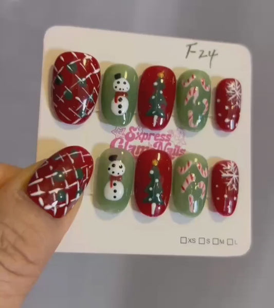 Christmas Press On Nails F24