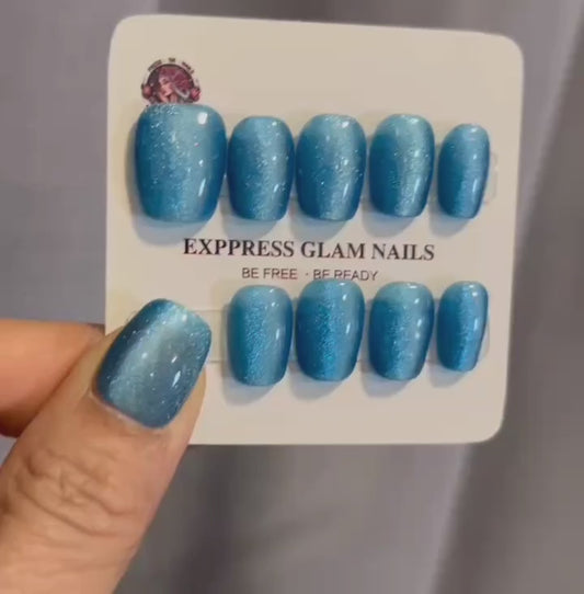 Diamond Blue Press On Nails