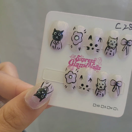 Kitty Charms Press On Nails C28